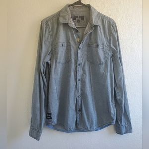 Buffalo David Bitton Gray Geometric Long Sleeve Button Down Business Office